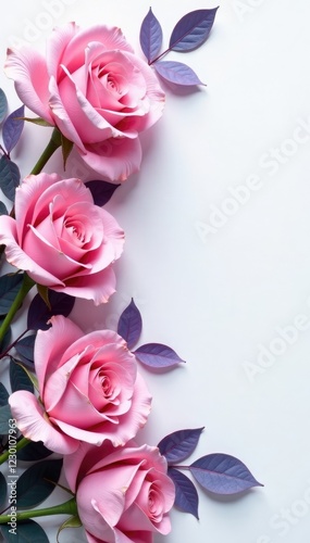 Wallpaper Mural Pastel pink and purple rose bouquet on white background, paper art, floral composition, purple roses Torontodigital.ca