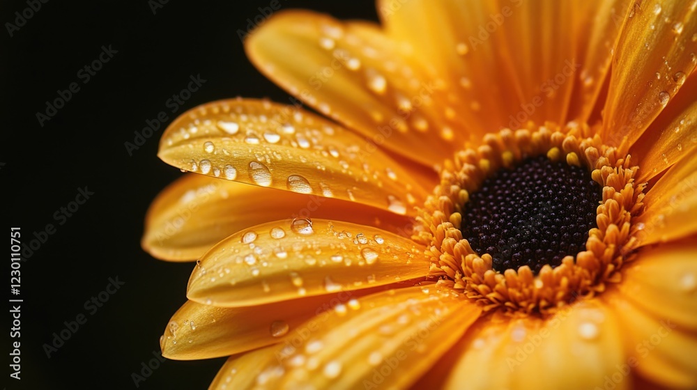 Morning Dew on Yellow Garden Flower Morning Dew on Yellow Garden Flower