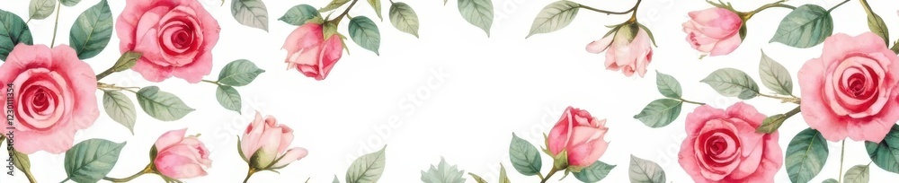 custom made wallpaper toronto digitalDelicate watercolor roses & leaves, romantic floral pattern, red, wrapping paper