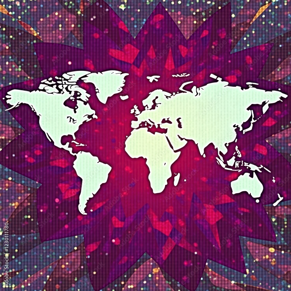Obraz premium Abstract world map vector pattern, geometric design, globe, abstract