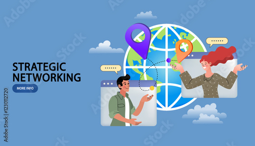 social network concept, global business start online developed. vector fact and illustration.