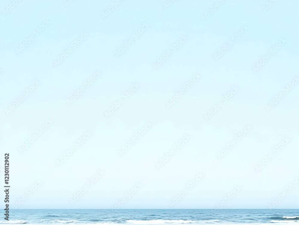 Fototapeta premium Calm ocean, clear sky, beach background, serenity
