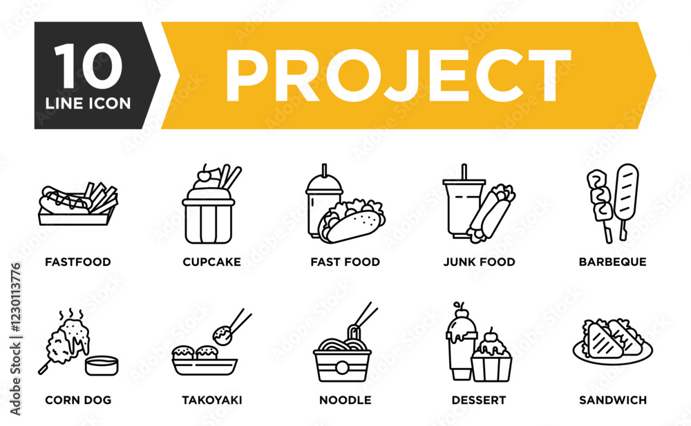 fast food icon collection set. containing design cupcake,fast food,junk food,dessert,sandwich fast food icon collection set. containing design cupcake,fast food,junk food,dessert,sandwich