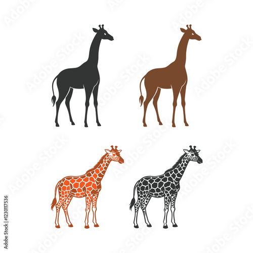 Canvas Print Giraffe silhouette vector illustration art design