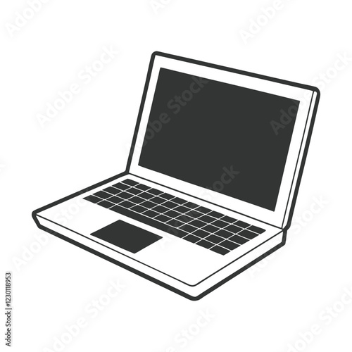 Laptop computer silhouette vector illustration art design. laptop Computer icon vector flat design. Gaming laptop Computer. Realistic laptop mockup with blank screen isolated on white background.