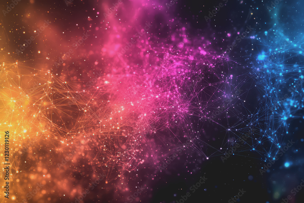 Fototapeta premium A beautiful Abstract digital technology background with colorful network connection lines.