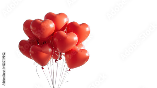 Close-up of many red heart-Close-up of many red heart-shaped balloons against on transparent background. Valentine's Day concept