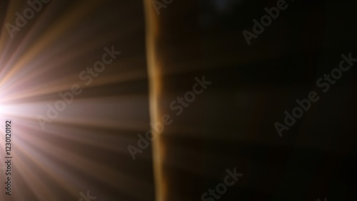 Golden Light Rays Breaking Through Darkness - Abstract Background