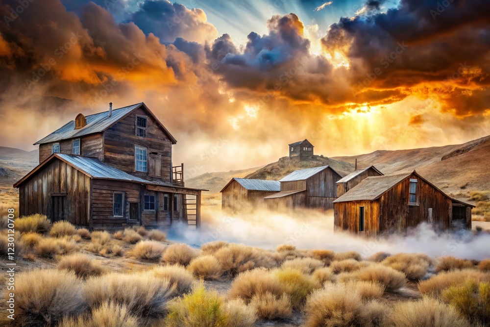 Eerie Double Exposure: Ghost Town near Virginia City, Nevada Eerie Double Exposure: Ghost Town near Virginia City, Nevada