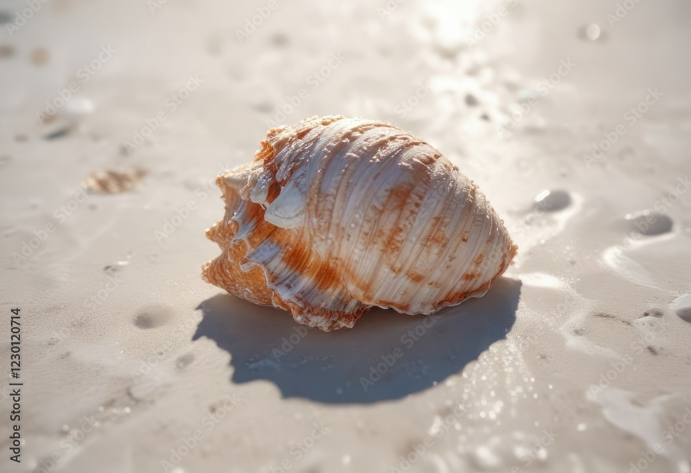 Shimmering seashell resting on pristine surface, white surface, seashell, elegant Shimmering seashell resting on pristine surface, white surface, seashell, elegant