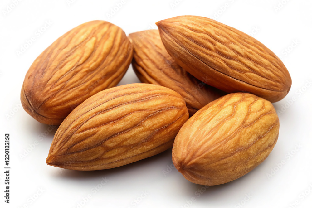 Almonds nut seeds isolated on white background