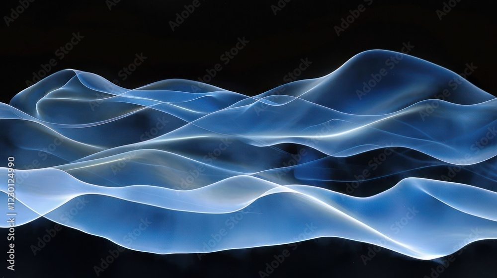 Obraz premium Abstract flowing waves of blue light against a dark background creating a serene atmosphere
