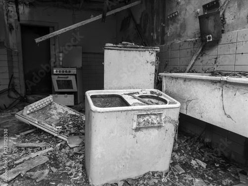 Lost Places Abandoned kitchen Decline of transience Black and White Photo photo