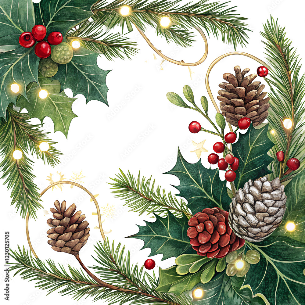 Fototapeta premium Christmas decoration backgrounds frame plant.isolated on white background. PNG transparent.