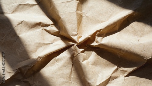 Clean paper texture with soft creases, neutral off-white tones, subtle shadow play, photorealistic