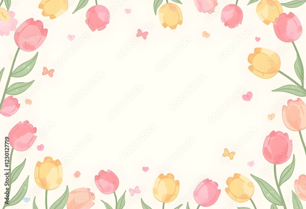Adorable pastel tulip background with soft pink, peach, and baby yellow hues Adorable pastel tulip background with soft pink, peach, and baby yellow hues