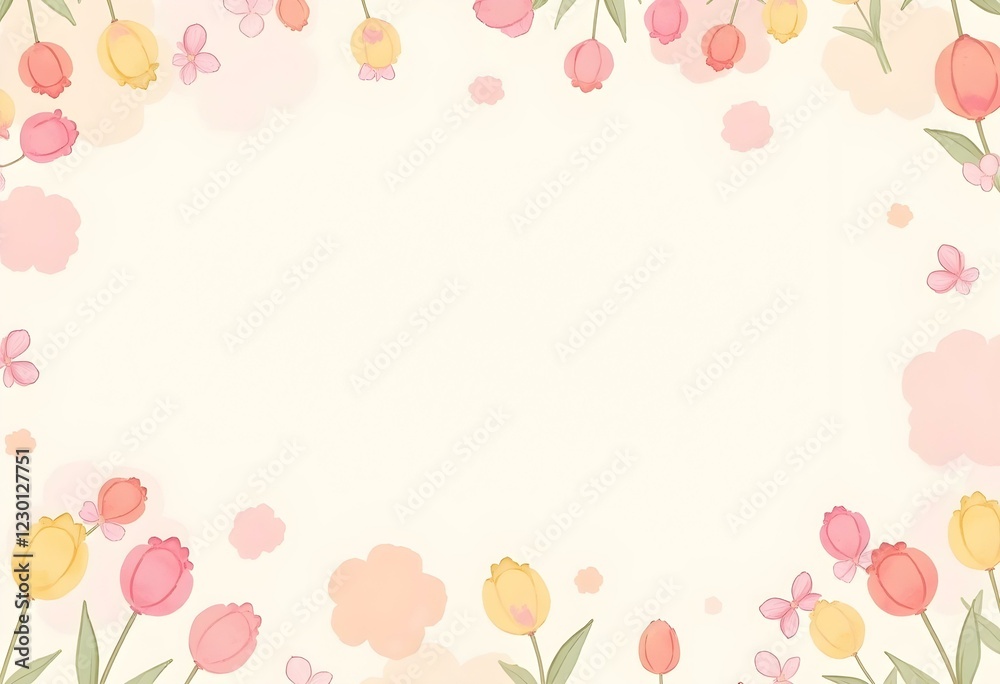 Adorable pastel tulip background with soft pink, peach, and baby yellow hues Adorable pastel tulip background with soft pink, peach, and baby yellow hues