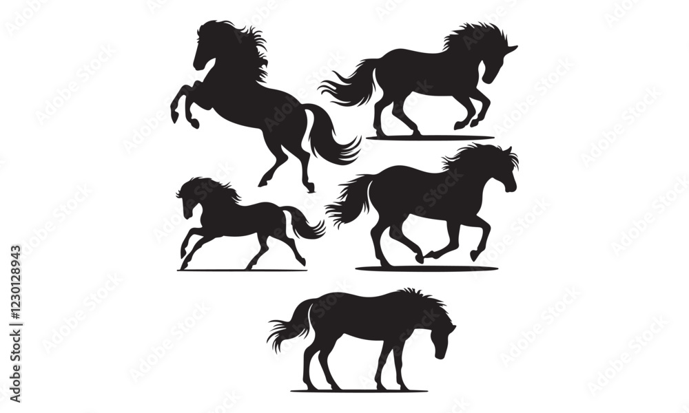 Naklejka premium horses on a white background