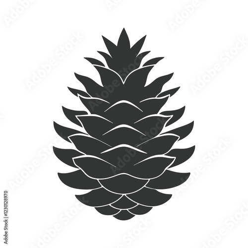 Pine cone silhouette vector design Realistic illustration of maple leaves and pine cones on white background. 