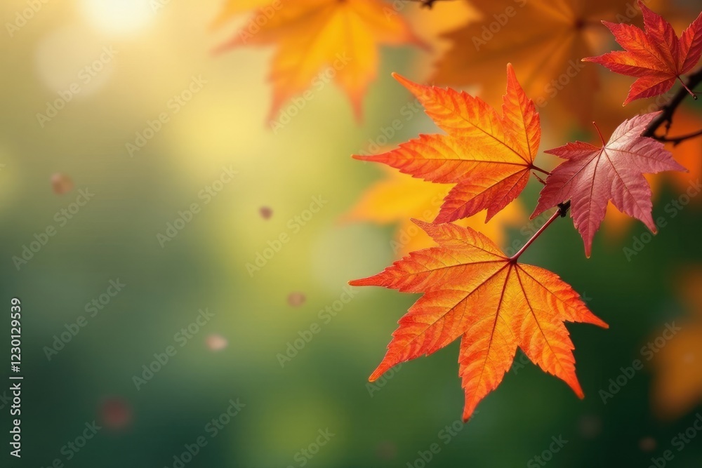 Foliage in soft focus against a flat background, maple leaves, leafy branches Foliage in soft focus against a flat background, maple leaves, leafy branches