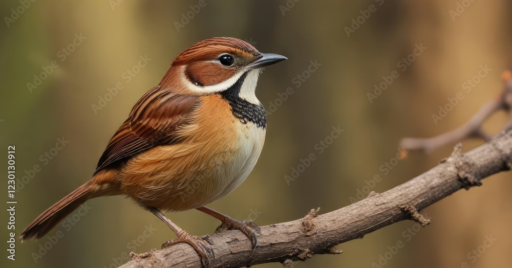 Fototapeta premium Perched carolina wren showcasing vibrant plumage, wren habitat, avian wildlife