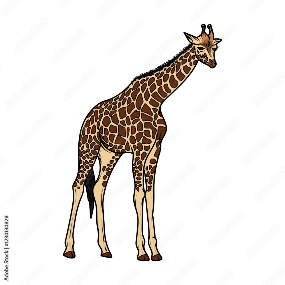Obraz premium Vector illustration of giraffe. Isolated on white background. Can be used for children books or as print for clothes