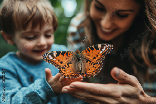 Family Releasing Butterflies Together photo