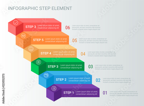 Infographic element in the form of a ladder or steps
