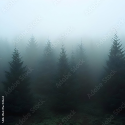 Misty forest, trees, fog, nature, serene landscape