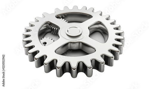 Silver Metal Gear Cog Wheel on Black Background