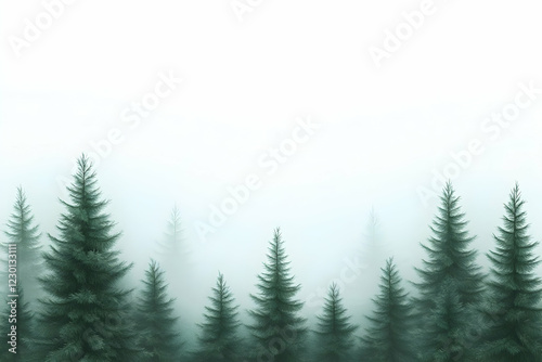 Misty forest trees, serene landscape, nature background, website banner