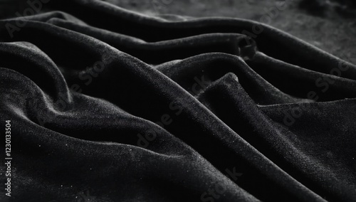 Velvet fabric texture with deep black tones, soft touch aesthetic, luxury and elegance, ultra-detailed