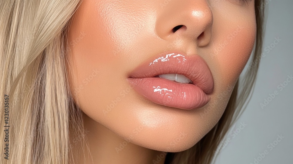 Fototapeta premium Close-up of Lips with Glossy Makeup