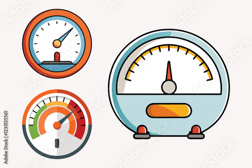 Digital tachometer vector illustration isolated on white background.