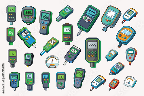 Digital tachometer vector illustration isolated on white background.