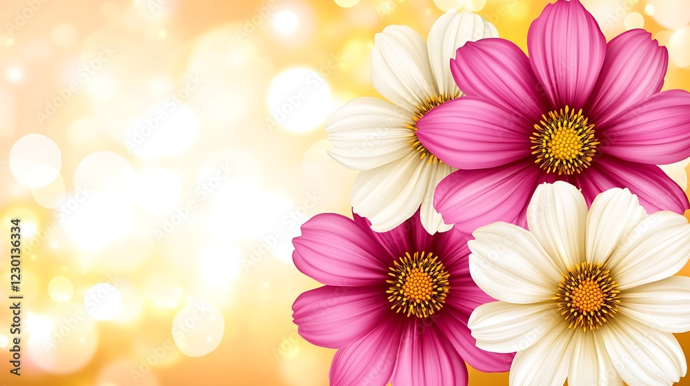 Pink and white flowers with bokeh lights in background Pink and white flowers with bokeh lights in background