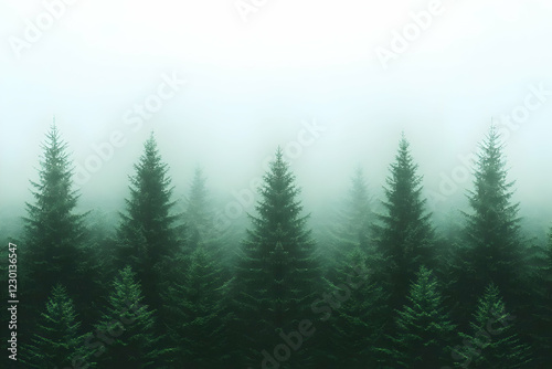 Misty forest, trees, serene landscape, nature wallpaper