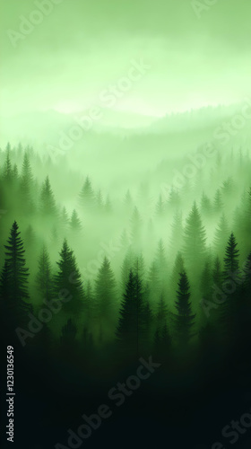 Misty mountain forest landscape, serene nature scene, background image