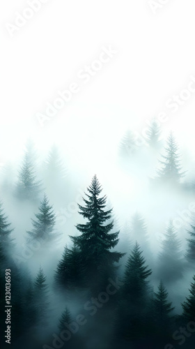 Misty mountain forest, trees, nature (1)