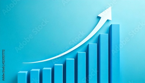 成長をイメージした青い右上がりの棒グラフと矢印	