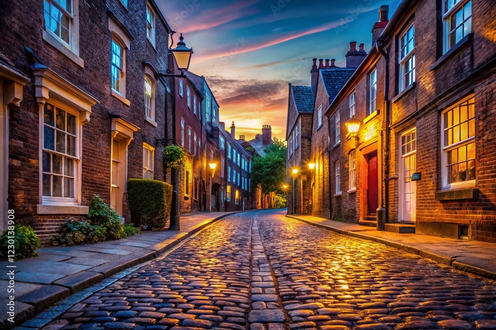 Fototapeta premium Empty UK Streets: Deserted Cityscape at Dawn - Stock Photo