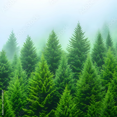 Misty mountain forest, trees, nature (2)