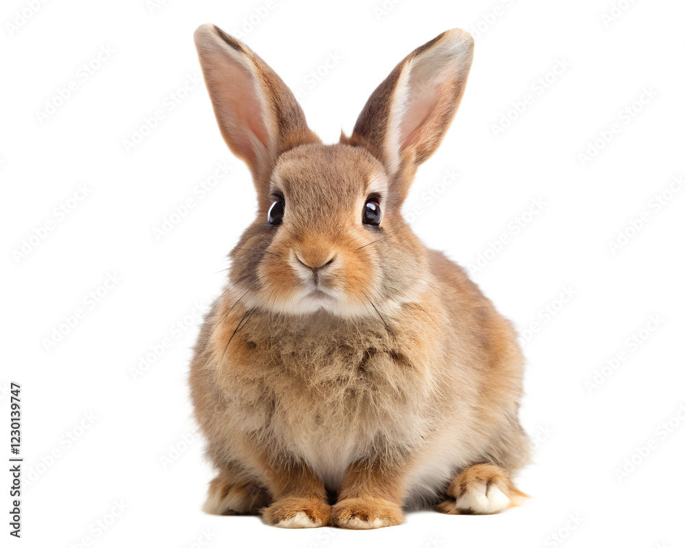 Fototapeta premium fluffy brown rabbit standing isolated on transparent background