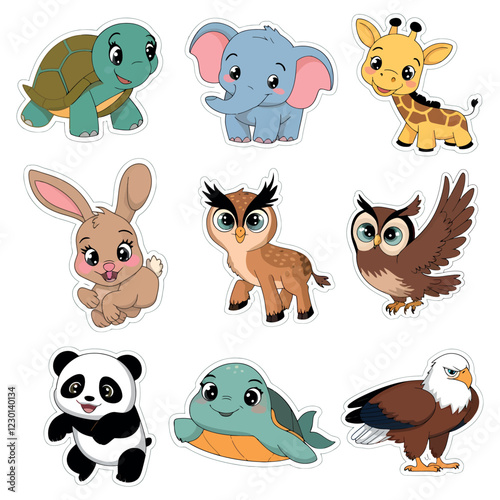 animals cartoon Sticker and Free Illustration