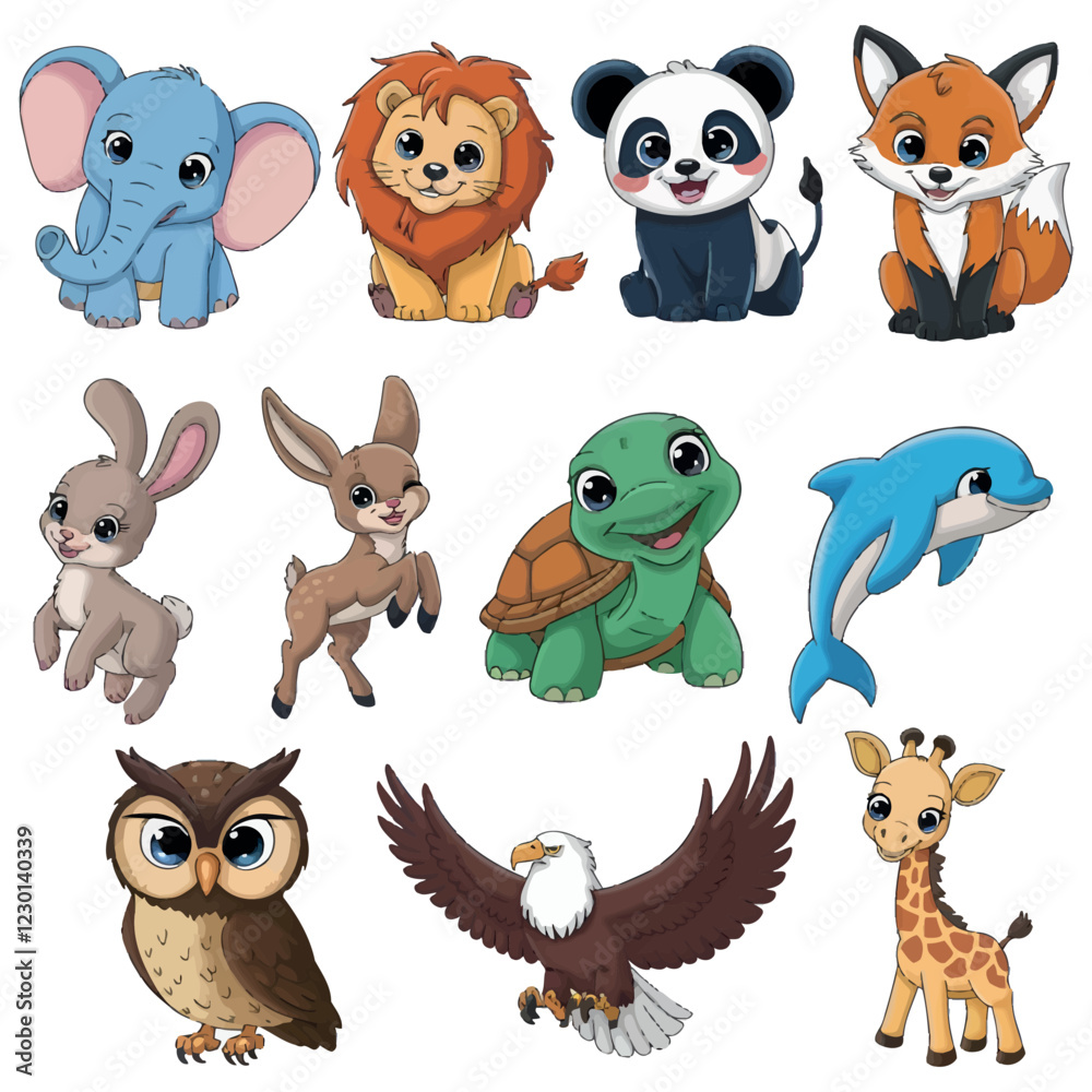 Fototapeta premium animals cartoon Sticker and Free Illustration