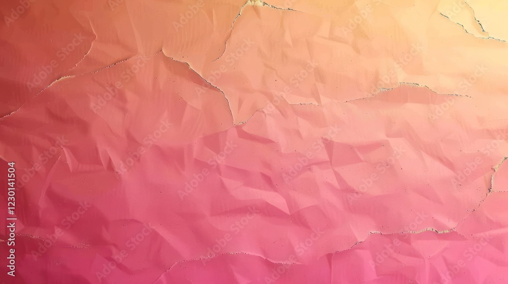 Fototapeta premium Abstract gradient background with crumpled texture in warm pink and orange hues
