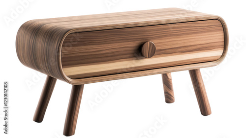 Small Walnut Wood Box with Drawer and Tapered Legs