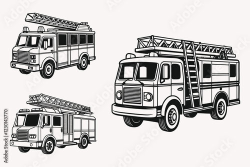 Firefighter Car vector silhouette.