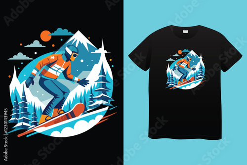 Colorful vintage emblems set with snowboarder and skiers having fun during their vacation, designed for winter sports advertisement.