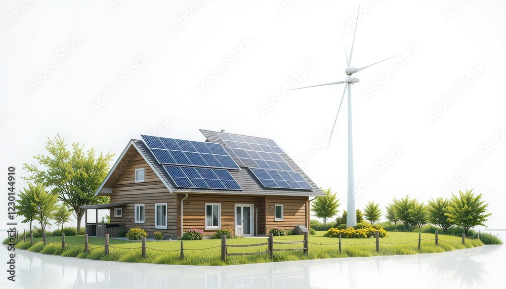 Obraz premium solar panels and wind turbines